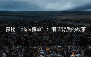 探秘“pixiv榜单”：细节背后的故事