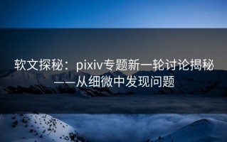 软文探秘：pixiv专题新一轮讨论揭秘——从细微中发现问题