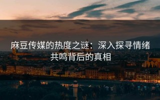 麻豆传媒的热度之谜：深入探寻情绪共鸣背后的真相