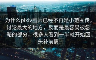 为什么pixiv画师已经不再是小范围传，讨论最大的地方，反而是最容易被忽略的部分，很多人看到一半就开始回头补前情