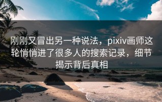 刚刚又冒出另一种说法，pixiv画师这轮悄悄进了很多人的搜索记录，细节揭示背后真相