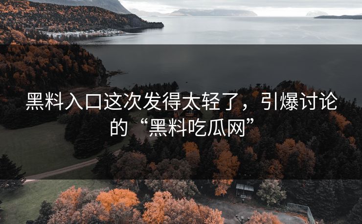 黑料入口这次发得太轻了，引爆讨论的“黑料吃瓜网”-第1张图片-p站网页版视频站 | p站镜像资源页